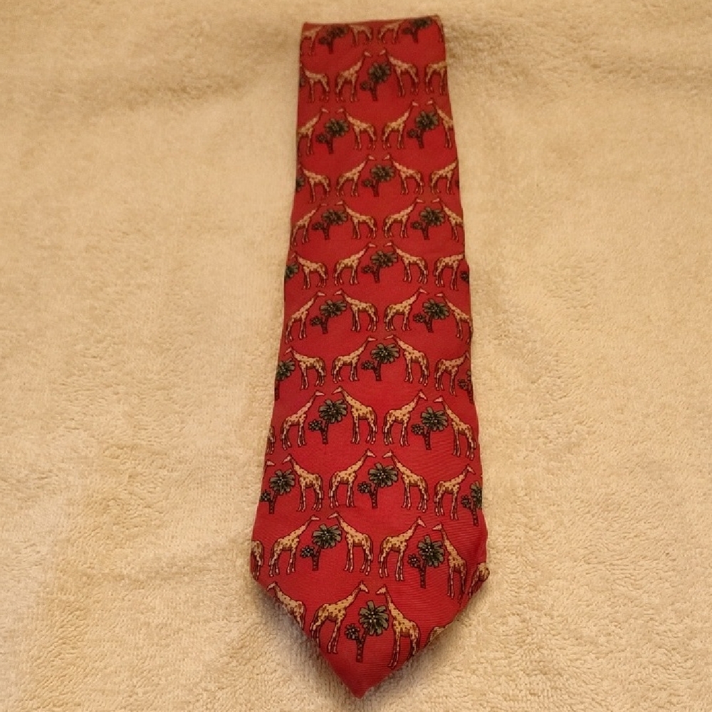Brooks Brothers Red Tie with Giraffe Design